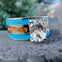 The Lady Cheyenne Bridal Set” Reclaimed Bourbon Barrel Ring™ In Brilliant White Titanium With Oval Cut Genuine Topaz and Turquoise