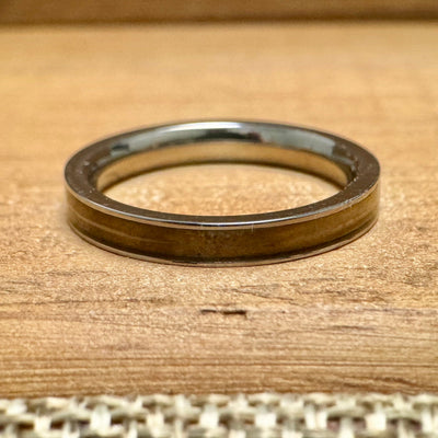 “The Lady Bourbon Stack” Reclaimed Bourbon Barrel Ring™ In Brilliant White Titanium ALT Wedding Band BW James Jewelers 
