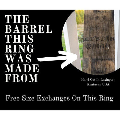"The Lexington" 8mm Kentucky Straight Bourbon Whiskey Barrel Inlay Ring Set In Solid Black Ceramic ALT Wedding Band BW James Jewelers 