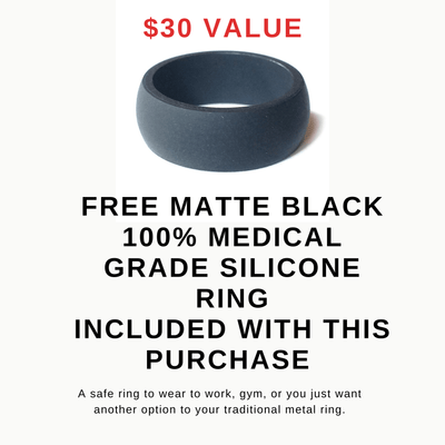 “Old Ironsides" 100% USA Made Black Ceramic Ring With Wood From USS Constitution Ship ALT Wedding Band BW James Jewelers 