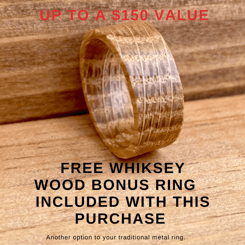 "The Battleship" 100% USA Made Black Ceramic Ring With Wood From The USS California ALT Wedding Band BW James Jewelers 