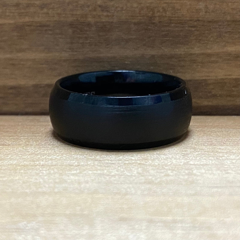 “The Mach 5” 8mm Black Tungsten Ring With Brushed Finish - bourbonbarrelrings.com