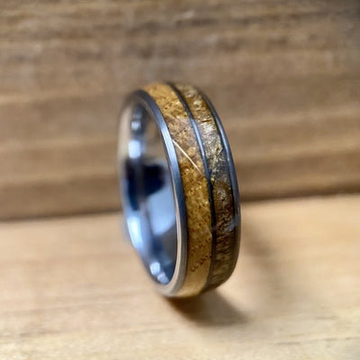 “The M. Churchill ” Kentucky Straight Bourbon Whiskey Barrel Tungsten Ring ALT Wedding Band BW James Jewelers 