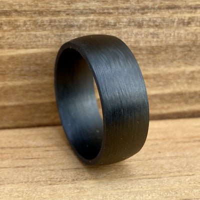 “The Machinist” 8mm Black Pure Carbon Fiber Ring ALT Wedding Band BW James Jewelers 