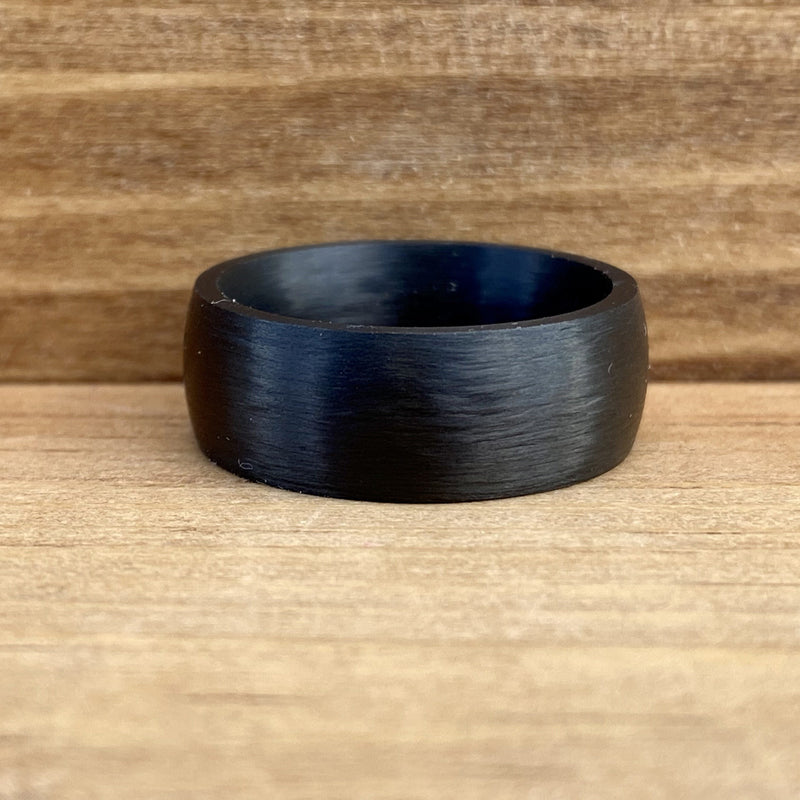 “The Machinist” 8mm Black Pure Carbon Fiber Ring ALT Wedding Band BW James Jewelers 