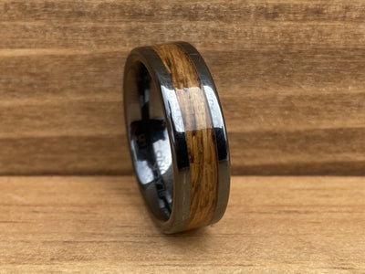 “The Bourbon Mini” 100% USA Made Build Your Own Ring Black Diamond Ceramic Pipe Cut 6mm High Polish Ring ALT Wedding Band BW James Jewelers 