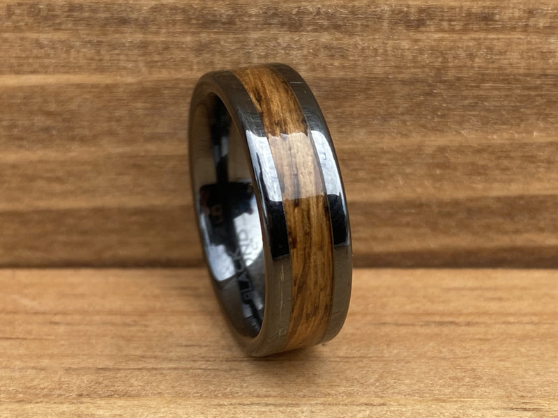 “The Bourbon Mini” 100% USA Made Build Your Own Ring Black Diamond Ceramic Pipe Cut 6mm High Polish Ring ALT Wedding Band BW James Jewelers 