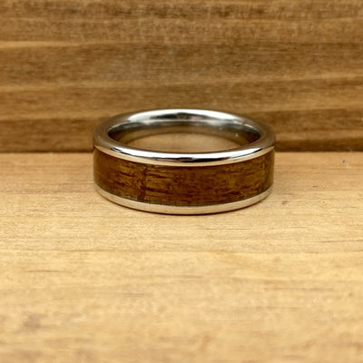 “The Pearl Harbor” 100% USA Made Black Ceramic Ring With Wood From The USS California ALT Wedding Band BW James Jewelers 