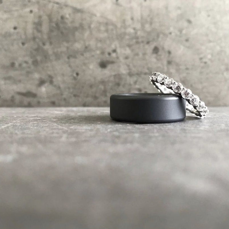 Solid Black Diamond Wedding Band Wedding Band BW James Jewelers 