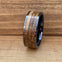 "The Gentleman" Black Ceramic Ring With Reclaimed Whiskey Barrel Wood and Cigar Leaf