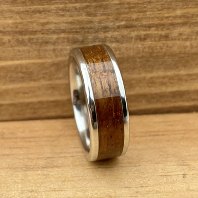 “The Pearl Harbor” 100% USA Made Black Ceramic Ring With Wood From The USS California ALT Wedding Band BW James Jewelers 