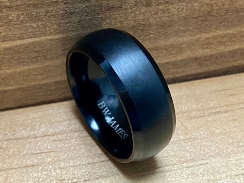 “The Mach 5” 8mm Black Tungsten Ring With Brushed Finish - bourbonbarrelrings.com