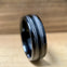 “The Angler” Black Tungsten Ring With Deep Sea Fishing Line