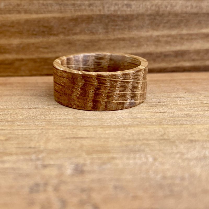 Reclaimed Whiskey Pure White Oak Whiskey Barrel Ring ALT Wedding Band BW James Jewelers 